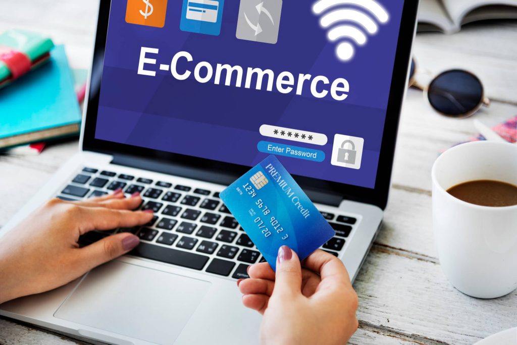 E-Commerce shopping on laptop
